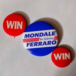 MONDALE FERRARO WIN Pins Total 3